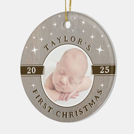 Rustic Baby's First Christmas Photo Ornament (Links)