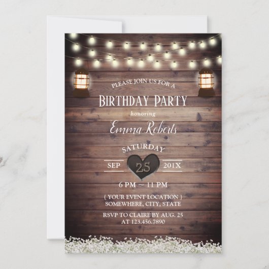 Rustic Baby's Lantern Birthday Kaart (Voorkant)