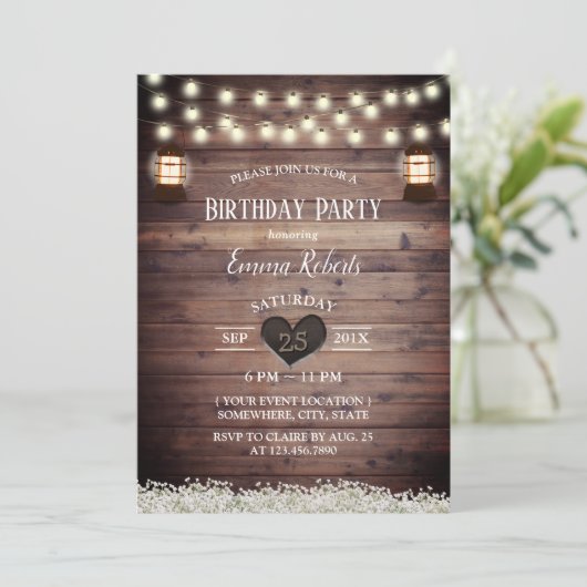 Rustic Baby's Lantern Birthday Kaart (Staand voorkant)