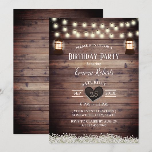 Rustic Baby's  Lantern Birthday Kaart (Voorkant / Achterkant)