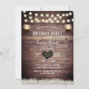 Rustic Baby's Lantern Birthday Kaart