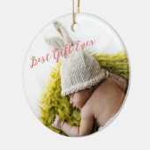 Rustic Baby's Milestone 1e kerstfoto Keramisch Ornament (Links)