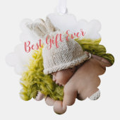 Rustic Baby's Milestone 1e kerstfoto Ornament Kaart (Voorkant)