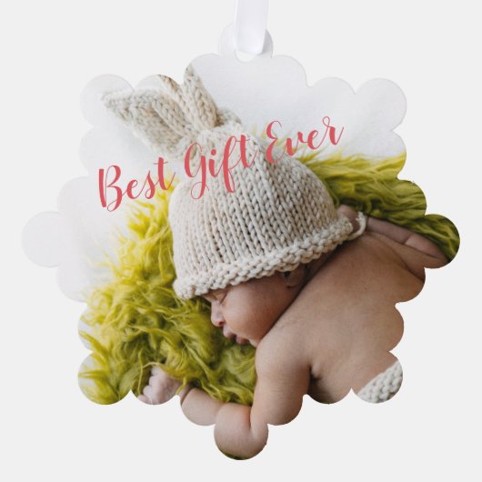 Rustic Baby's Milestone 1e kerstfoto Ornament Kaart (Voorkant)