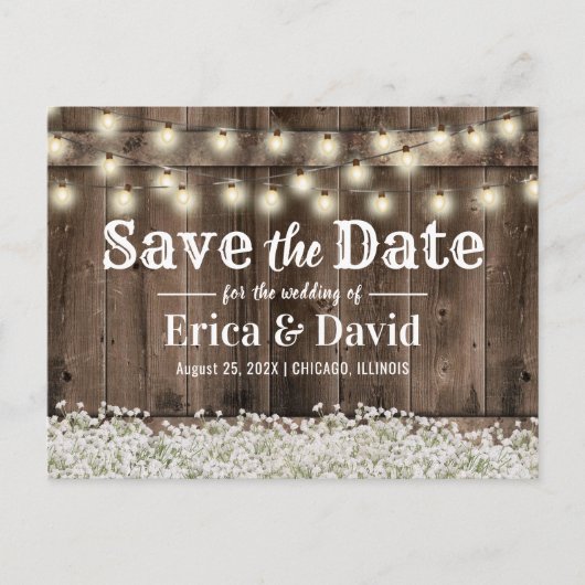 Rustic Baby's Radekkinglampjes Opslaan datum Aankondigingskaart (Voorkant)