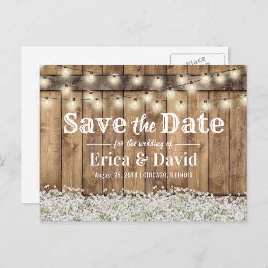 Rustic Baby's Radekkinglampjes Opslaan datum Aankondigingskaart (Voorkant / Achterkant)