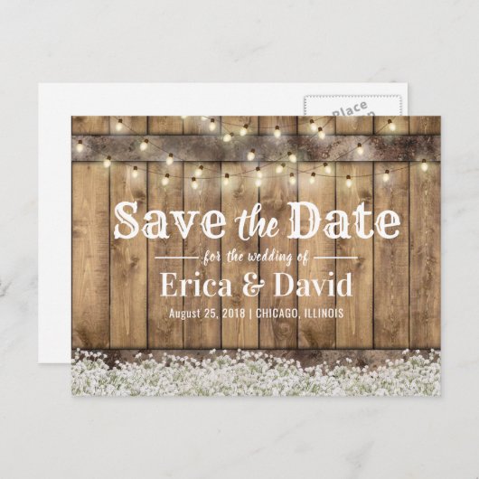 Rustic Baby's Radekkinglampjes Opslaan datum Aankondigingskaart (Voorkant / Achterkant)