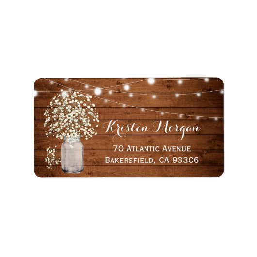 Rustic Baby's Rreath Lights Return Address Label (Voorkant)