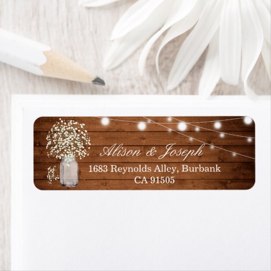 Rustic Baby's Rreath Lights Return Address Label (Insitu)