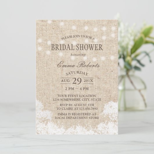 Rustic Baby's Vrijgezellenfeest met adem & String  Kaart (Staand voorkant)