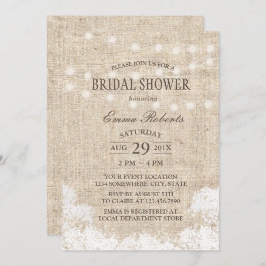 Rustic Baby's Vrijgezellenfeest met adem & String  Kaart (Voorkant / Achterkant)