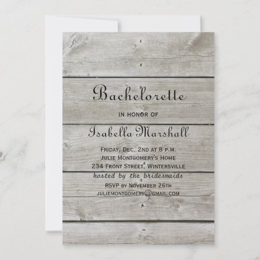 Rustic Bachelorette Time to Drink Champagne Kaart (Achterkant)