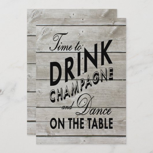 Rustic Bachelorette Time to Drink Champagne Kaart (Voorkant / Achterkant)