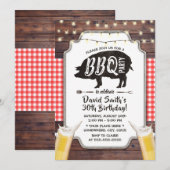 Rustic Backyard BBQ & Beer Birthday Party Kaart (Voorkant / Achterkant)