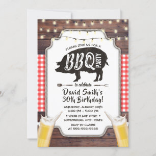 Rustic Backyard BBQ & Beer Birthday Party Kaart