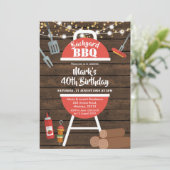 Rustic Backyard BBQ Birthday Invitation Kaart (Staand voorkant)