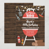 Rustic Backyard BBQ Birthday Invitation Kaart (Voorkant / Achterkant)