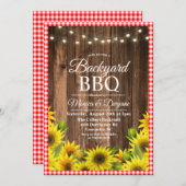 Rustic Backyard BBQ Sunflower Invitation Kaart (Voorkant / Achterkant)