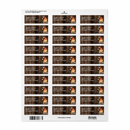 Rustic Backyard Bonfire Party Etiket (Full Sheet)