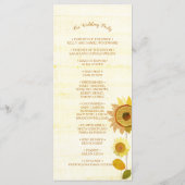 Rustic Backyard Sunflower Wedding Programme Programmakaart (Achterkant)