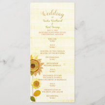 Rustic Backyard Sunflower Wedding Programme