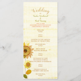 Rustic Backyard Sunflower Wedding Programme Programmakaart