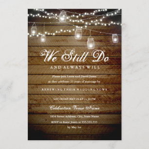 Rustic Backyard Vow Renewal Jubileum Invitation Kaart