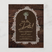 Rustic Backyard Woodland Wood Lace SAVE DATES Flyer (Voorkant)