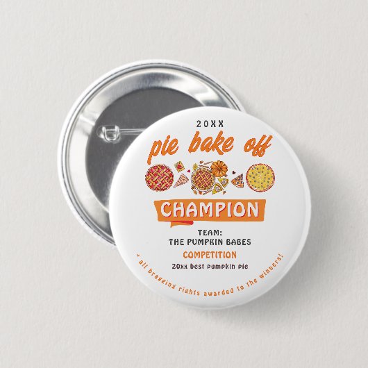 Rustic Bake Off Pumpkin Pie Competition Champion Ronde Button 5,7 Cm (Voorkant /achterkant)