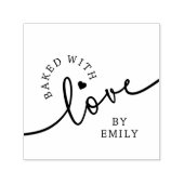 Rustic Baked with Love Script Heart Handmade Zelfinktende Stempel (Design)