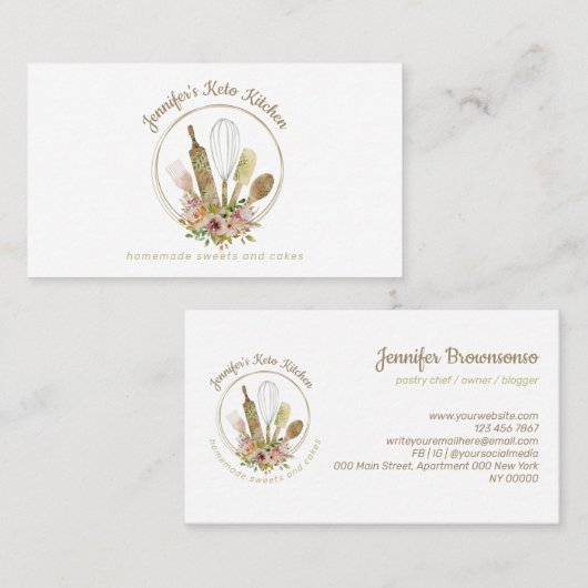 Rustic Bakery Elegant Chef Visitekaartje (Voorkant / Achterkant)