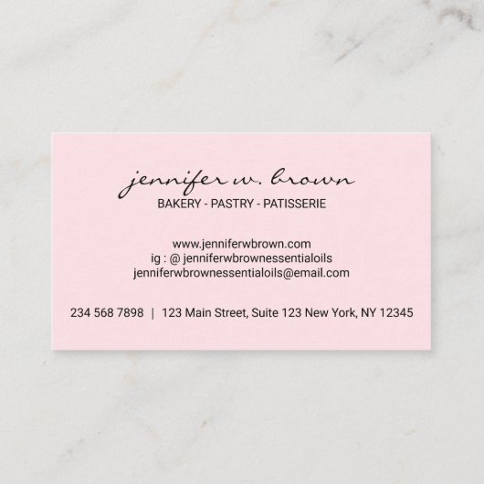 Rustic Bakery French Macaroon Cafe Visitekaartje (Achterkant)