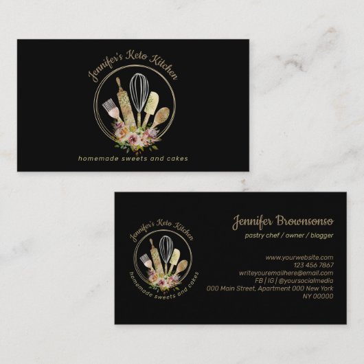 Rustic Bakery Healthy Pastry Home maakte chef Visitekaartje (Voorkant / Achterkant)