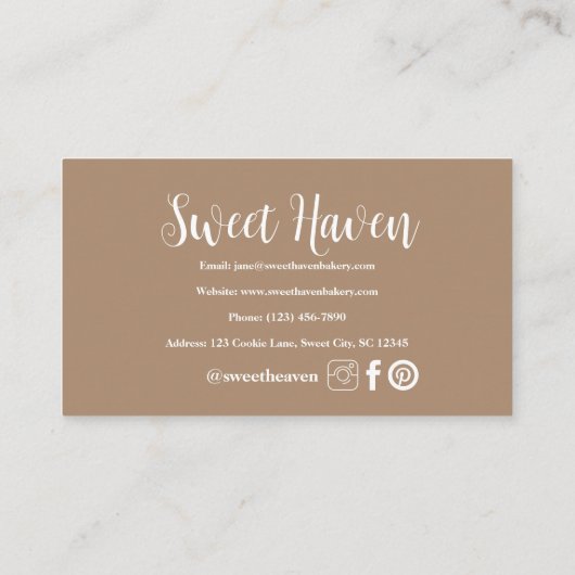 Rustic Bakery Junk Journal Visitekaartje (Achterkant)