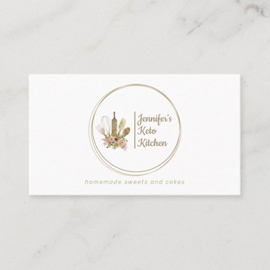 Rustic Bakery Logo Keto Vegan Chef Visitekaartje (Voorkant)