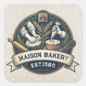Rustic Bakery Store Pastry Dessert Sweet Cake Shop Vierkante Sticker (Voorkant)