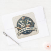 Rustic Bakery Store Pastry Dessert Sweet Cake Shop Vierkante Sticker (Envelop)