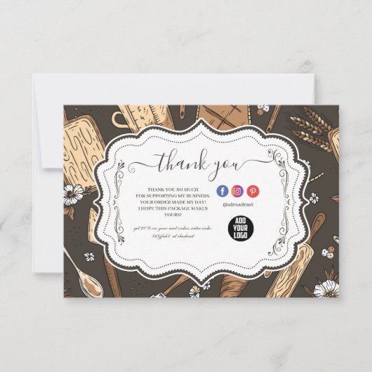Rustic Baking Business Bedankkaart (Voorkant)