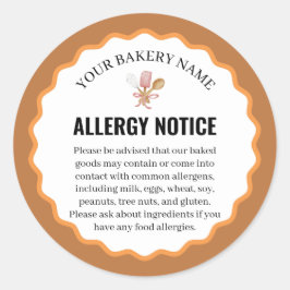 Rustic Baking Utensils Allergy Notice Label