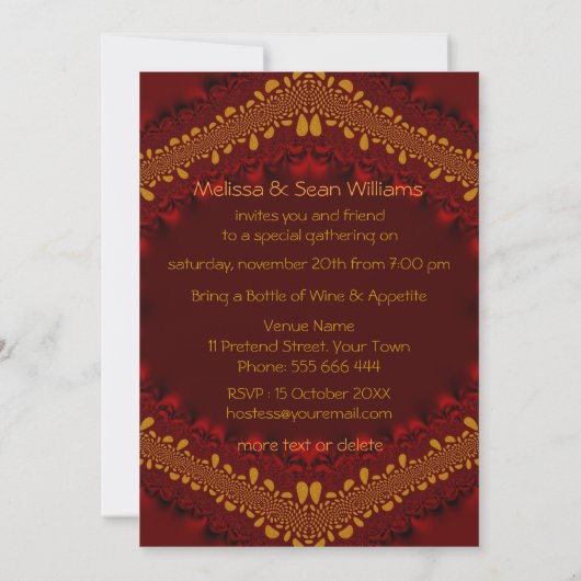 Rustic Bali Sparkle Dinner Party Invitations Kaart (Achterkant)