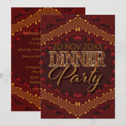 Rustic Bali Sparkle Dinner Party Invitations Kaart (Voorkant / Achterkant)