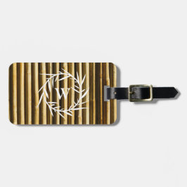 Rustic Bamboo Monogram Vertical Lines Pattern Bagagelabel