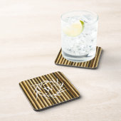 Rustic Bamboo Monogram Vertical Lines Pattern Bier Onderzetter (Rechterzijde)