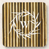 Rustic Bamboo Monogram Vertical Lines Pattern Bier Onderzetter (Voorkant)