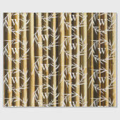 Rustic Bamboo Monogram Vertical Lines Pattern Cadeaupapier (Vlak)