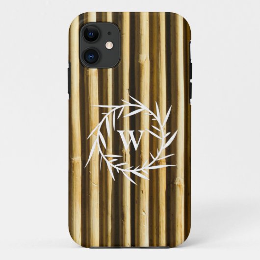 Rustic Bamboo Monogram Vertical Lines Pattern Case-Mate iPhone Case (Achterkant)