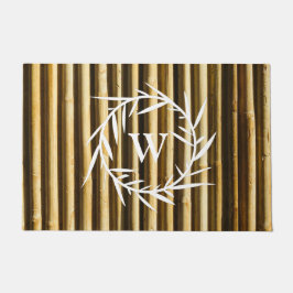 Rustic Bamboo Monogram Vertical Lines Pattern Deurmat