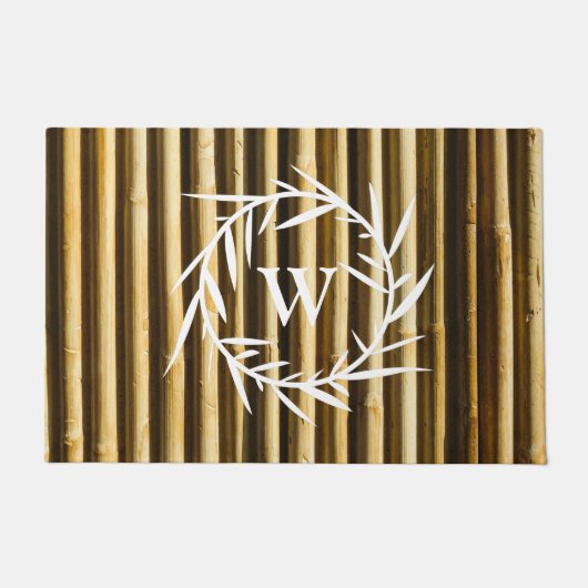 Rustic Bamboo Monogram Vertical Lines Pattern Deurmat (Voorkant)