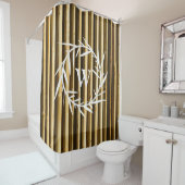Rustic Bamboo Monogram Vertical Lines Pattern Douchegordijn (In situ)
