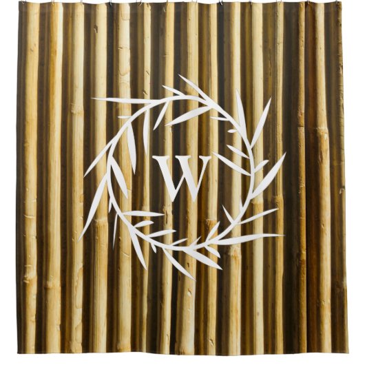 Rustic Bamboo Monogram Vertical Lines Pattern Douchegordijn (Voorkant)